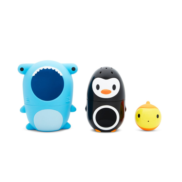 Munchkin игрушка для ванны 3 в 1 акула пингвин рыбка Sharky & Pals™Nesting  NEW, 18+